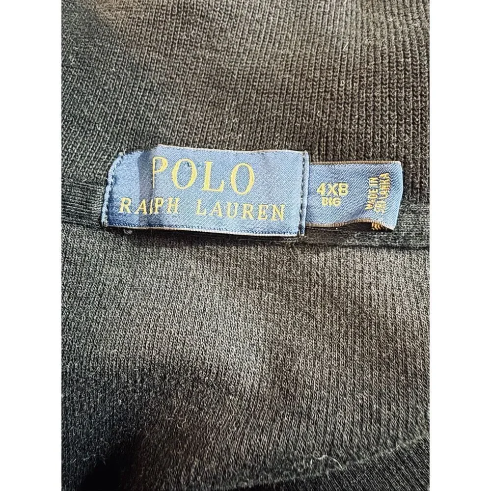 Polo Ralph Lauren Black Quarter Zip Sweater 4XB Big Tall Blue Pony Logo